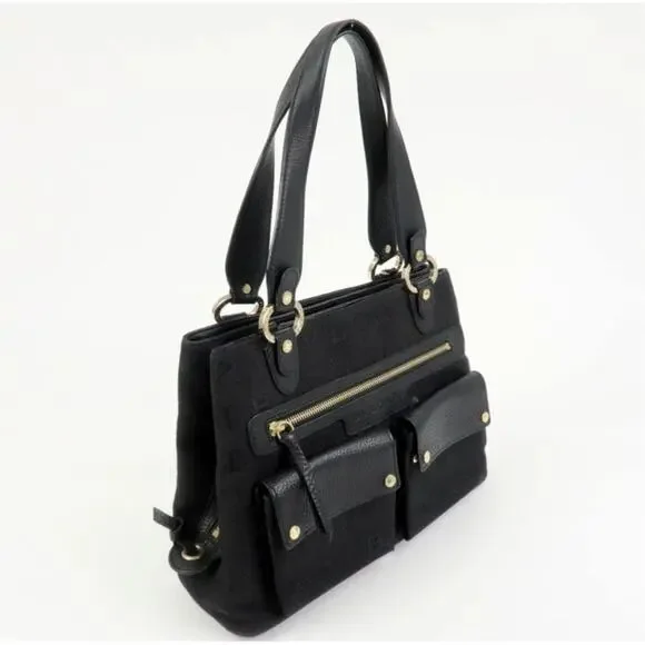 💎✨Beautiful✨💎Authentic BVLGARI Logo Mania Canvas Leather 2Way Bag Shoulder Bag - Picture 4 of 15